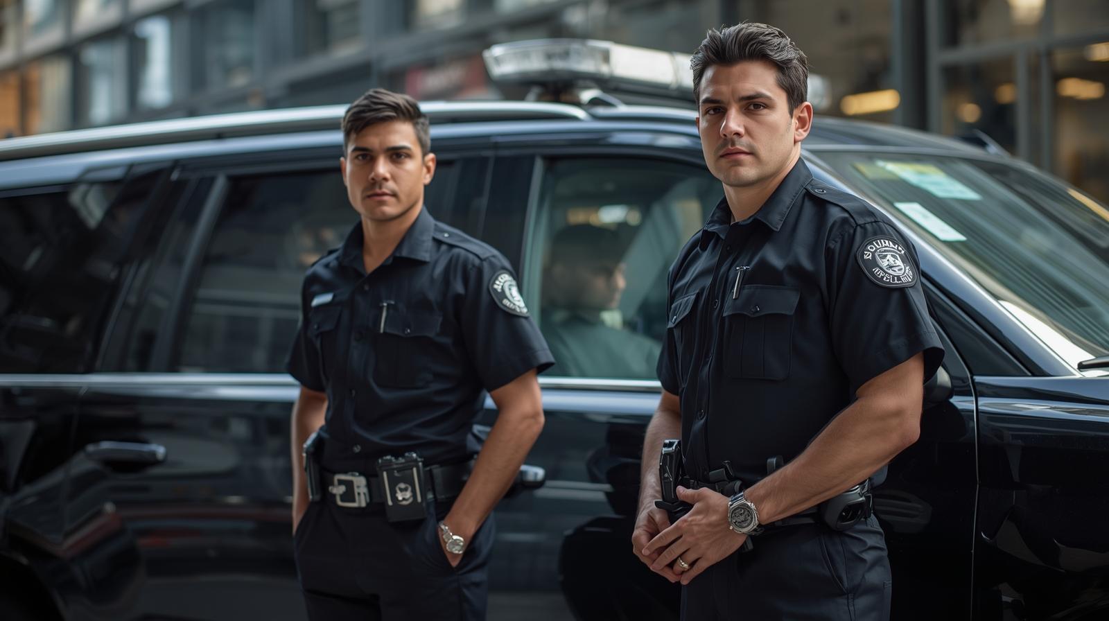make human security guards with escort vehicle